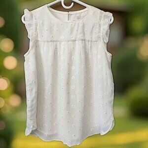 🪻BOGO🪻 LOFT Sparkle Daisy Ruffle Layered Shell Top‎ Size Small Feminine Flowy